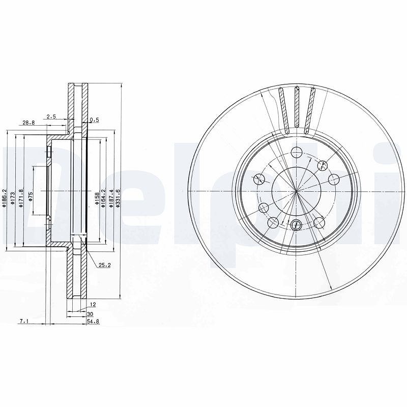 Delphi Bremsscheibe [Hersteller-Nr. BG3628] für BMW