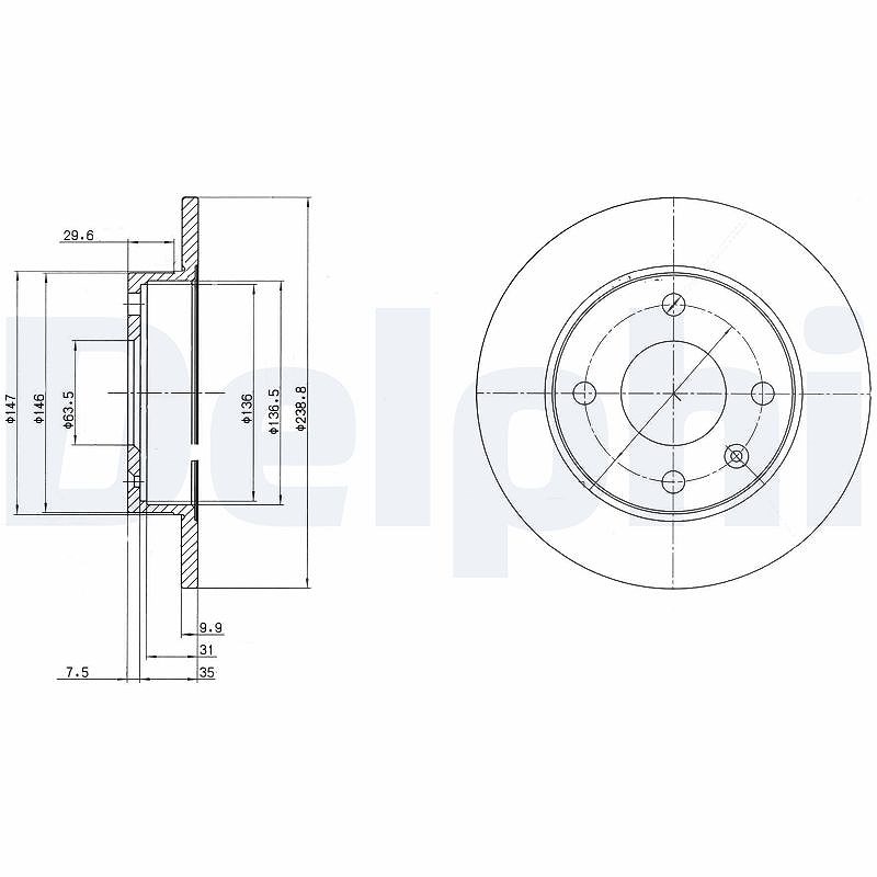 Delphi Bremsscheibe [Hersteller-Nr. BG2439] für Ford