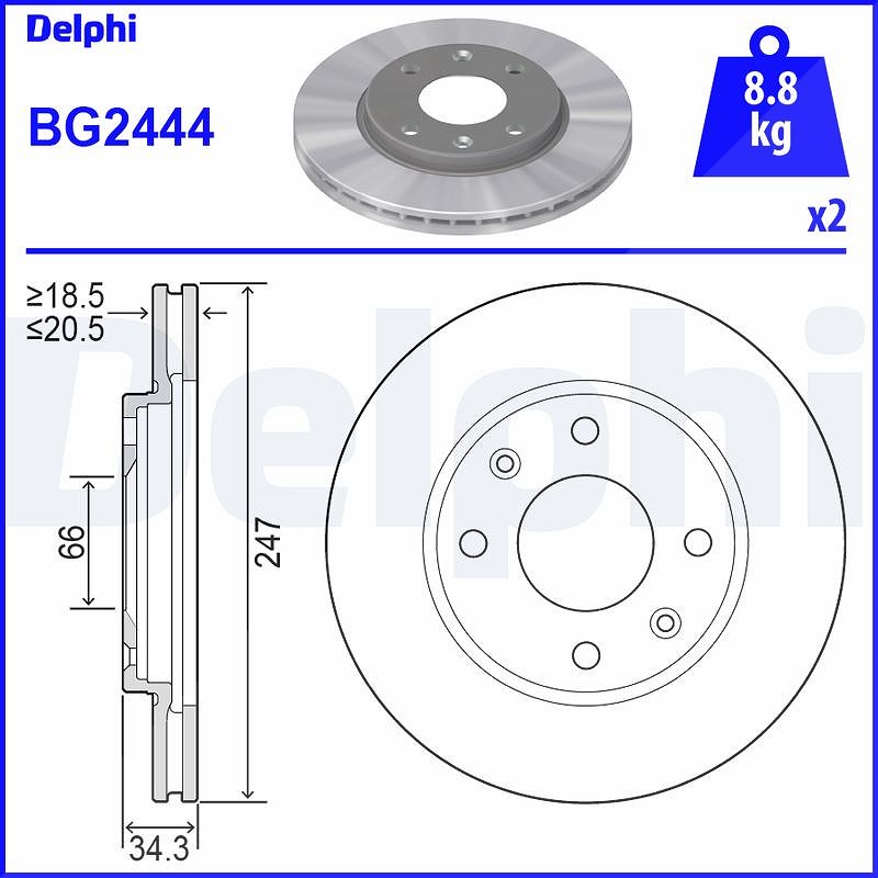 Delphi Bremsscheibe [Hersteller-Nr. BG2444] für Citroën, Peugeot, Mega, Lifan