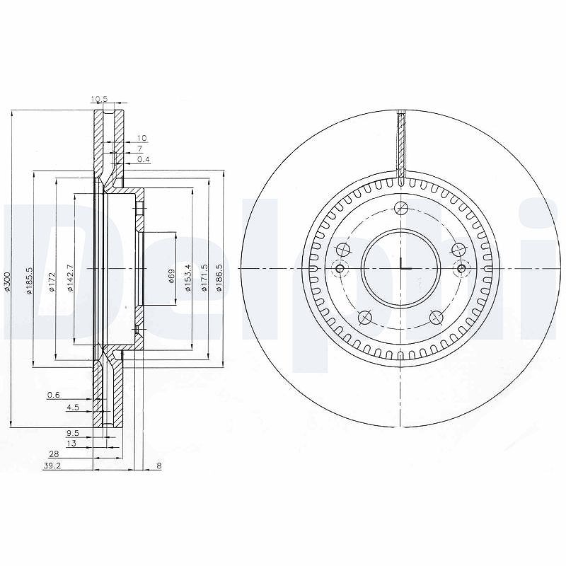 Delphi Bremsscheibe [Hersteller-Nr. BG4011] für Hyundai, Kia
