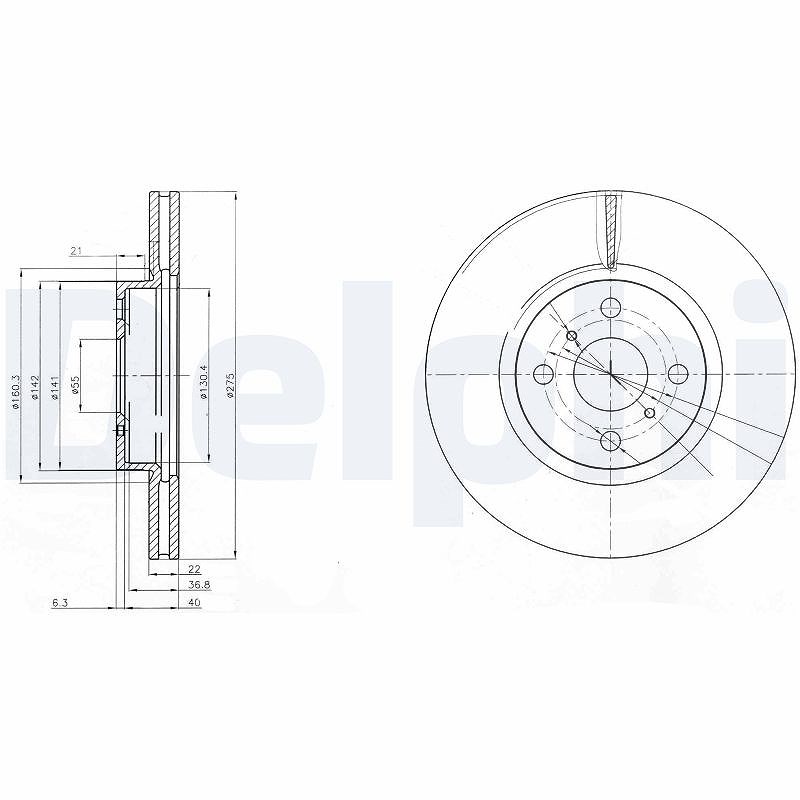 Delphi Bremsscheibe [Hersteller-Nr. BG4054] für Toyota