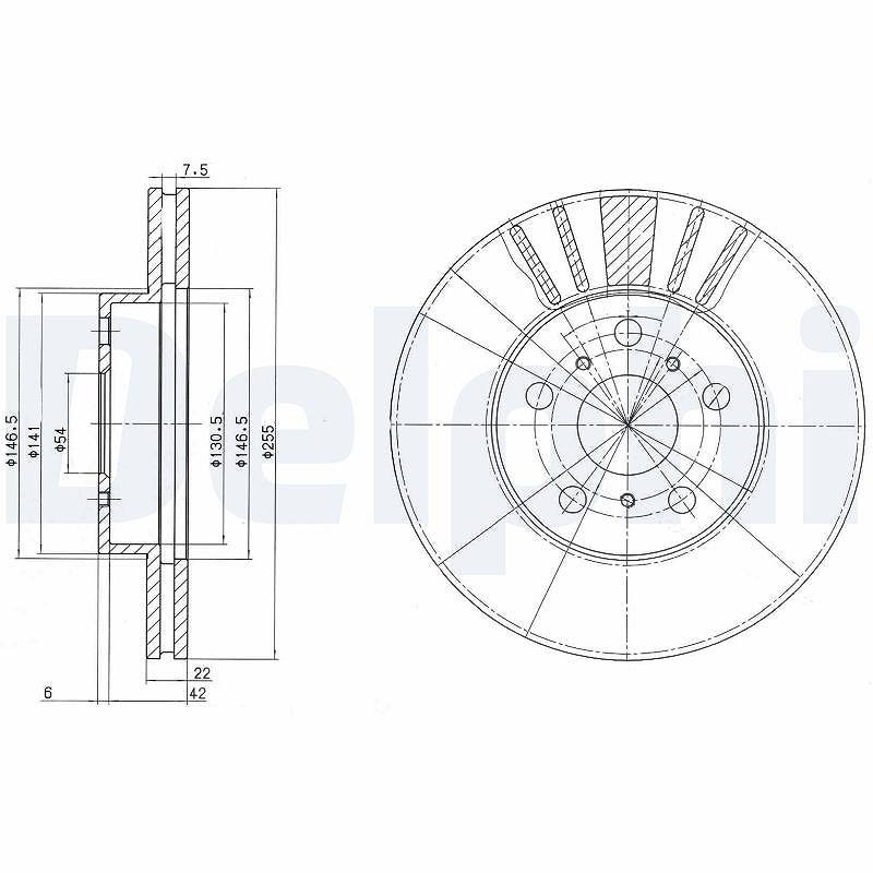 Delphi Bremsscheibe [Hersteller-Nr. BG2596] für Toyota