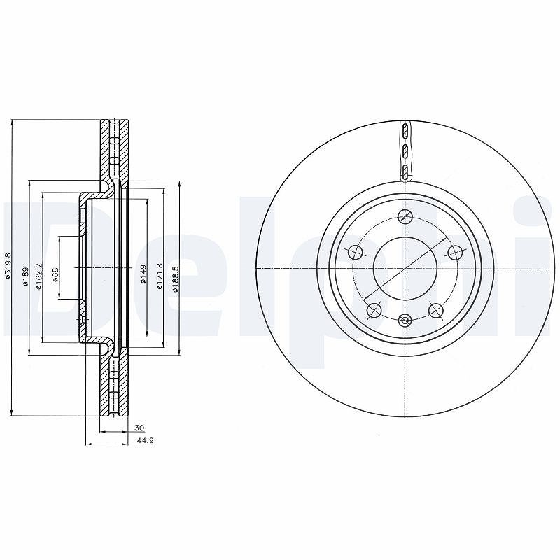 Delphi Bremsscheibe [Hersteller-Nr. BG4346C] für Audi