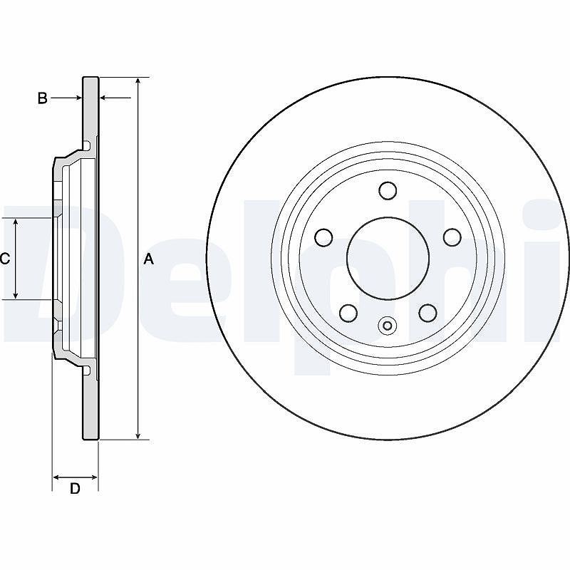 Delphi Bremsscheibe Hinterachse Voll [Hersteller-Nr. BG4800C] für Audi