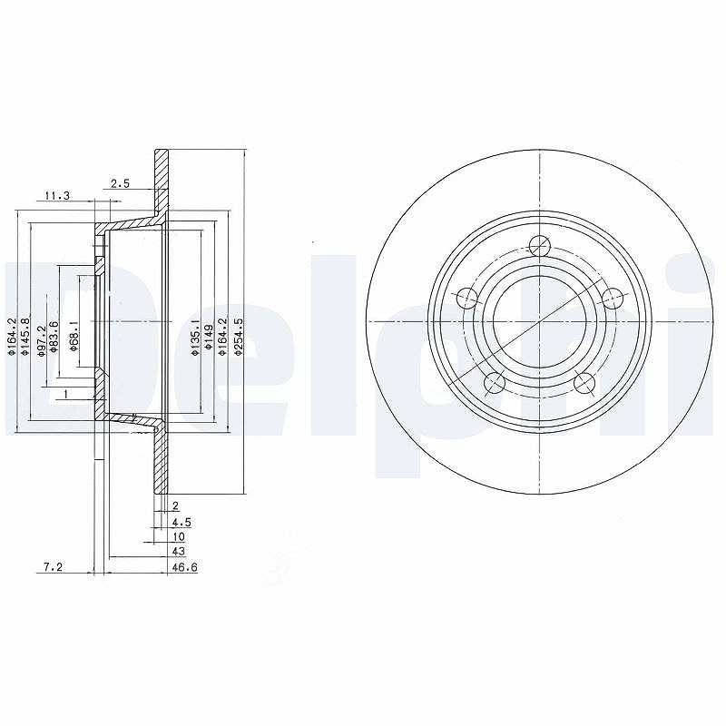 Delphi Bremsscheibe [Hersteller-Nr. BG3672] für Audi