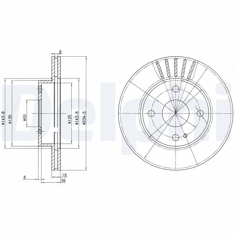 Delphi Bremsscheibe [Hersteller-Nr. BG2802] für Kia, Sao, Mazda