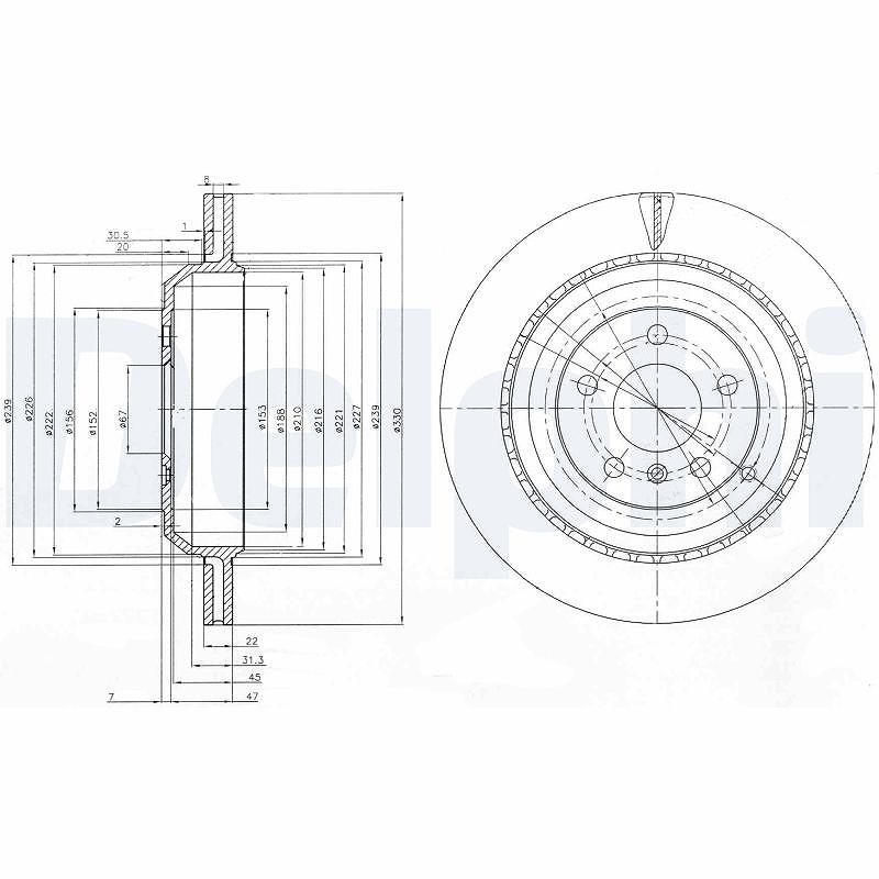 Delphi Bremsscheibe [Hersteller-Nr. BG4030] für Mitsubishi, Mercedes-Benz