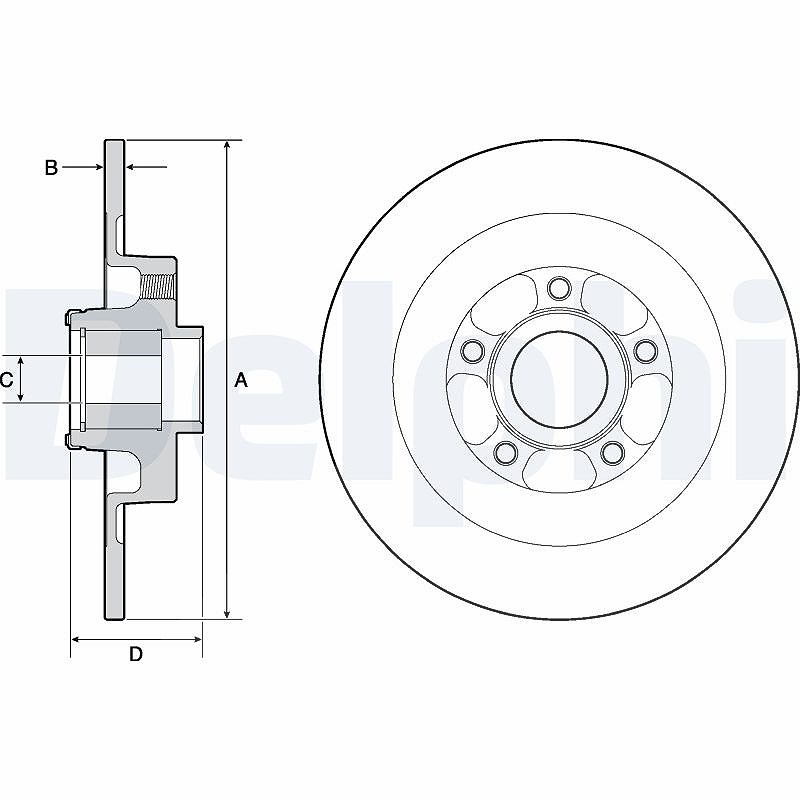 Delphi Bremsscheibe [Hersteller-Nr. BG9138RS] für Renault