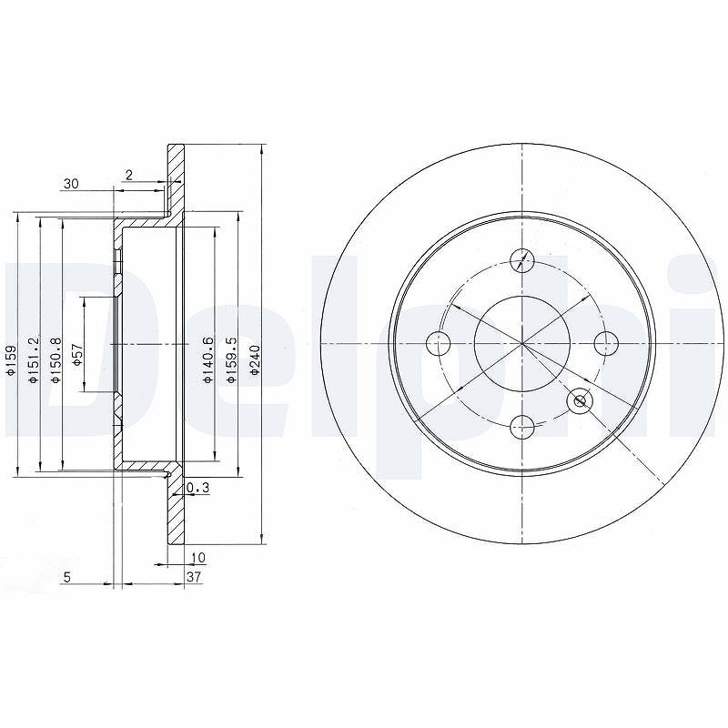 Delphi Bremsscheibe [Hersteller-Nr. BG3403] für Vauxhall, Opel, Chevrolet