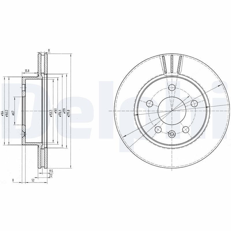 Delphi Bremsscheibe [Hersteller-Nr. BG3296] für Mercedes-Benz