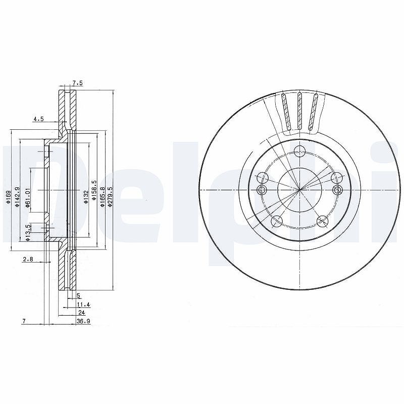 Delphi Bremsscheibe [Hersteller-Nr. BG2697] für Renault