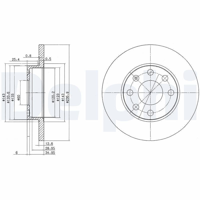 Delphi Bremsscheibe [Hersteller-Nr. BG2148] für Vauxhall, Opel, Bedford, Chevrolet