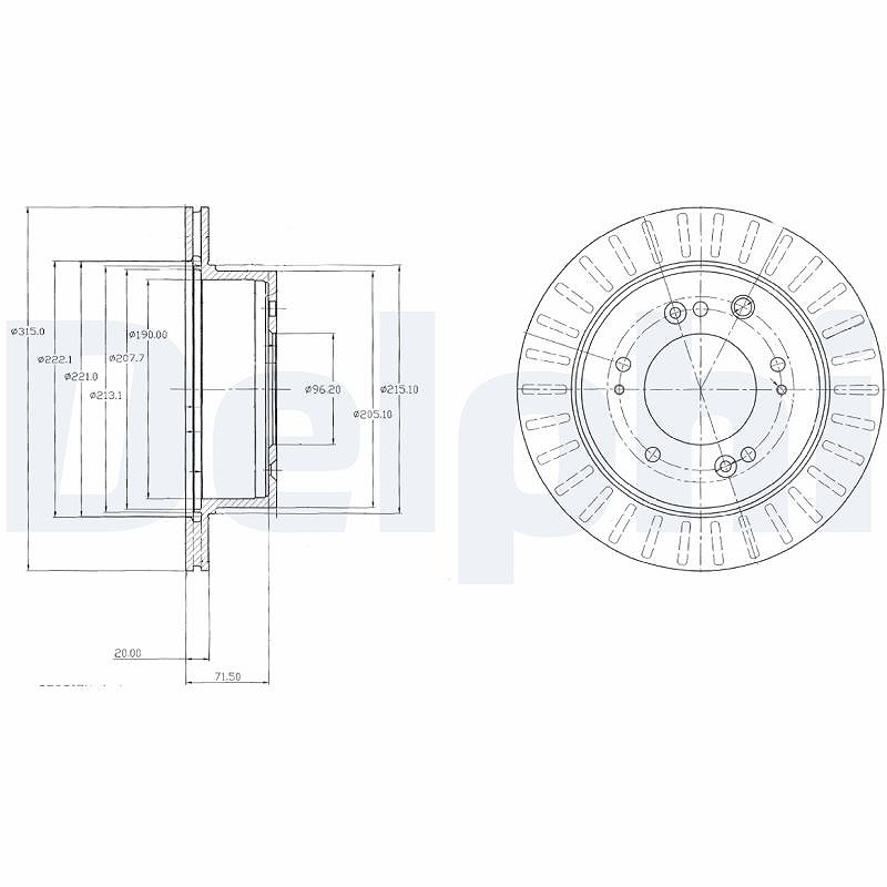 Delphi Bremsscheibe [Hersteller-Nr. BG4331] für Mitsubishi, Kia