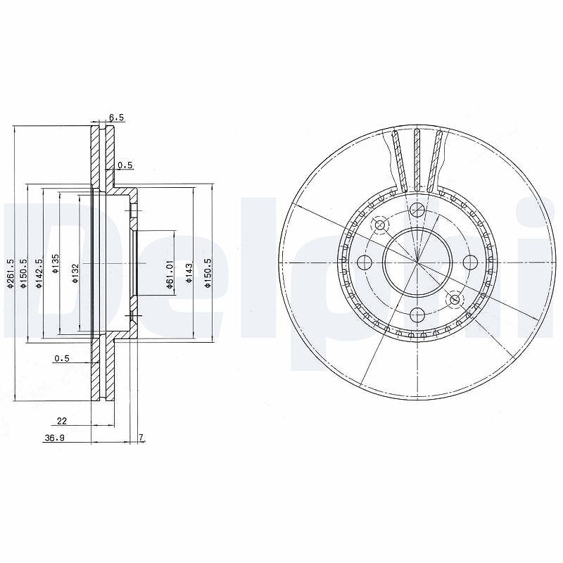 Delphi Bremsscheibe [Hersteller-Nr. BG2693] für Renault