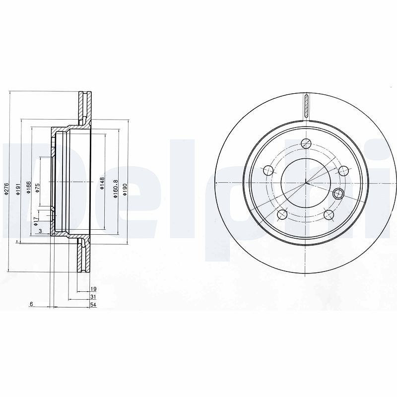 Delphi Bremsscheibe [Hersteller-Nr. BG3041C] für BMW