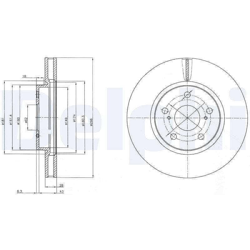 Delphi Bremsscheibe [Hersteller-Nr. BG4139C] für Lexus, Toyota