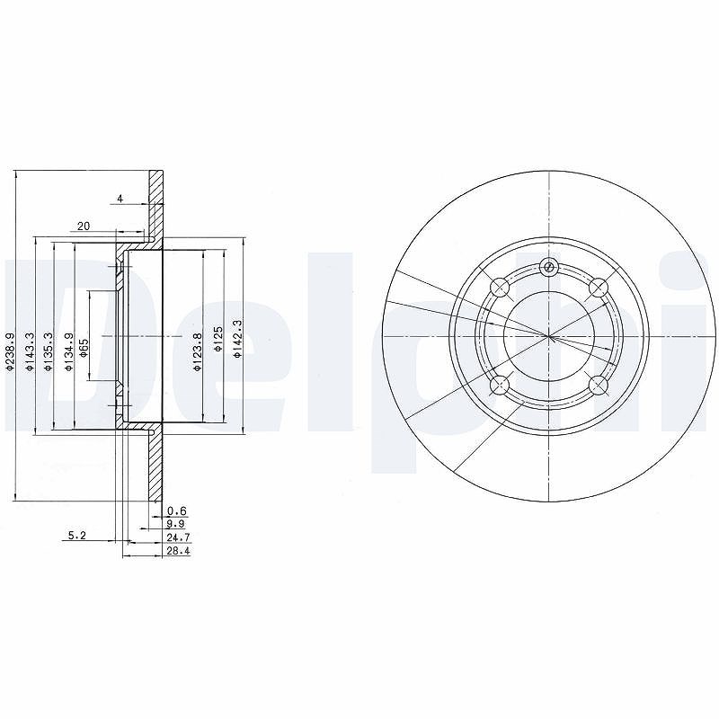 Delphi Bremsscheibe [Hersteller-Nr. BG2911] für VW, Seat, Fiat