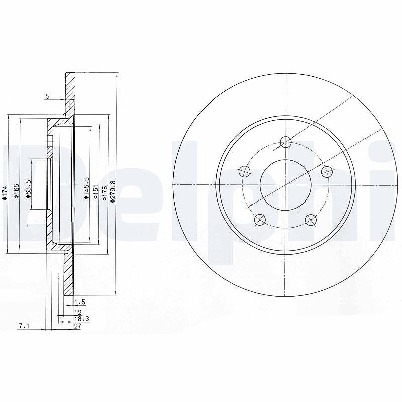 Delphi Bremsscheibe [Hersteller-Nr. BG3663C] für Ford, Jaguar