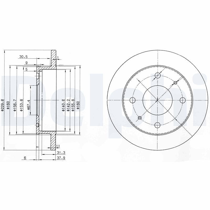 Delphi Bremsscheibe [Hersteller-Nr. BG3618] für Hyundai