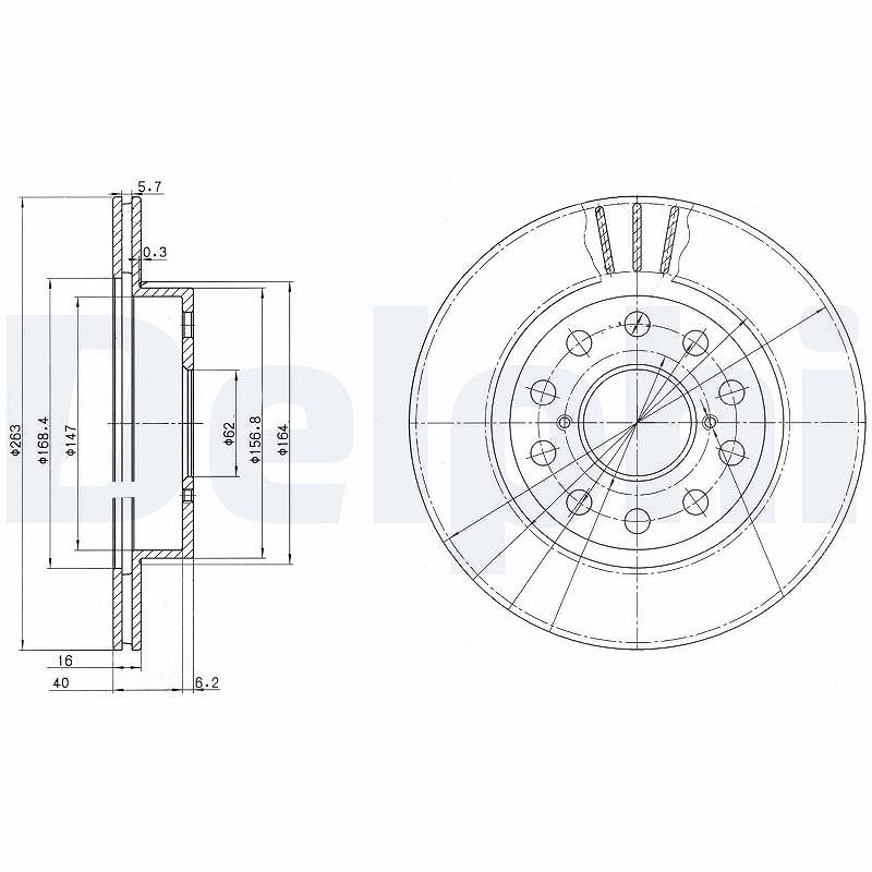 Delphi Bremsscheibe [Hersteller-Nr. BG3268] für Toyota