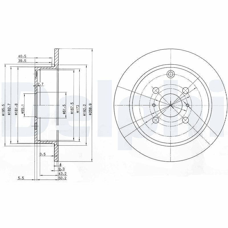 Delphi Bremsscheibe [Hersteller-Nr. BG3867] für Toyota