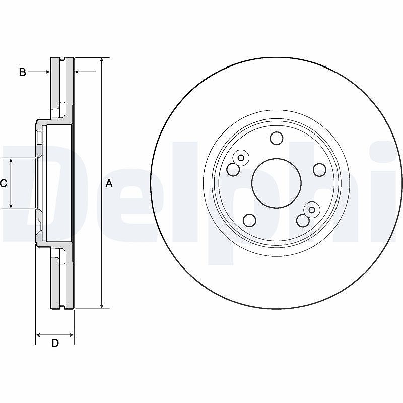 Delphi Bremsscheibe [Hersteller-Nr. BG4746C] für Renault