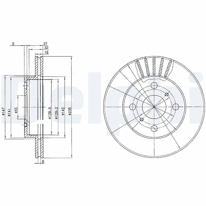 Delphi Bremsscheibe [Hersteller-Nr. BG3519] für Toyota