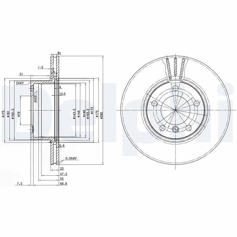 Delphi Bremsscheibe [Hersteller-Nr. BG3043] für BMW