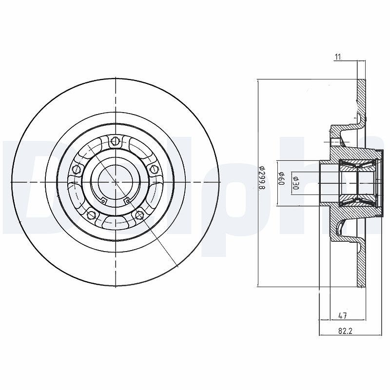 Delphi Bremsscheibe [Hersteller-Nr. BG9023RS] für Renault