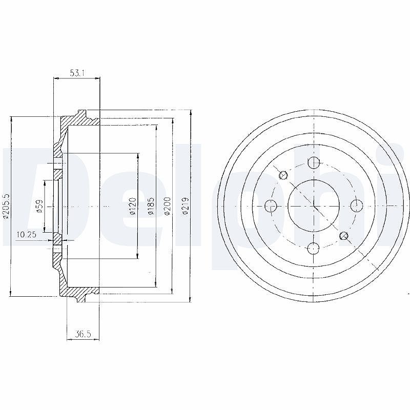 Delphi Bremstrommel [Hersteller-Nr. BF136] für Fso, Fiat, Seat, Autobianchi, Lancia, Zastava, Yugo, Innocenti, Abarth