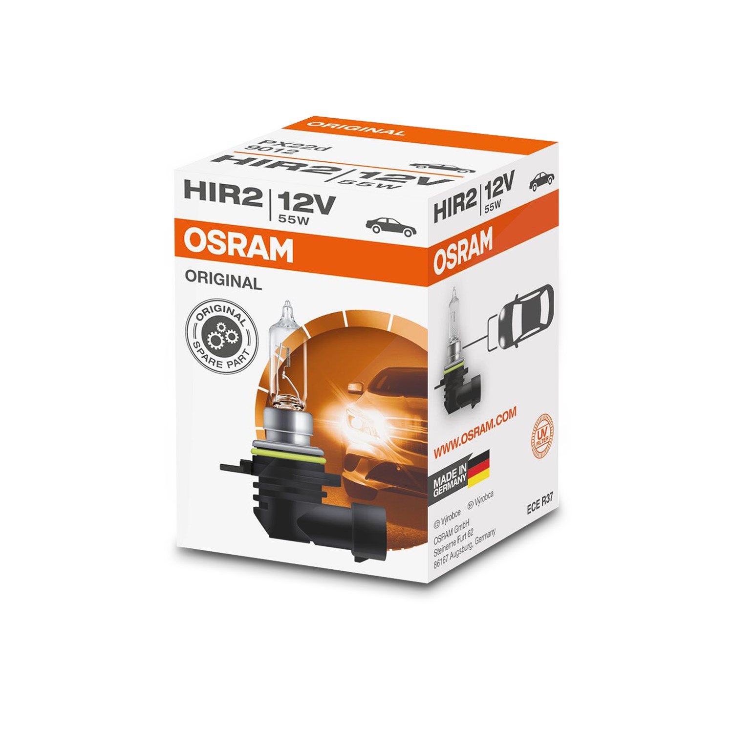 Osram HIR2 Original Line Glühlampe [Hersteller-Nr. 9012] für Fiat, Chrysler, Peugeot, Jaguar, Opel, Chevrolet, Mitsubishi, Toyota, Mazda, Vauxhall, La