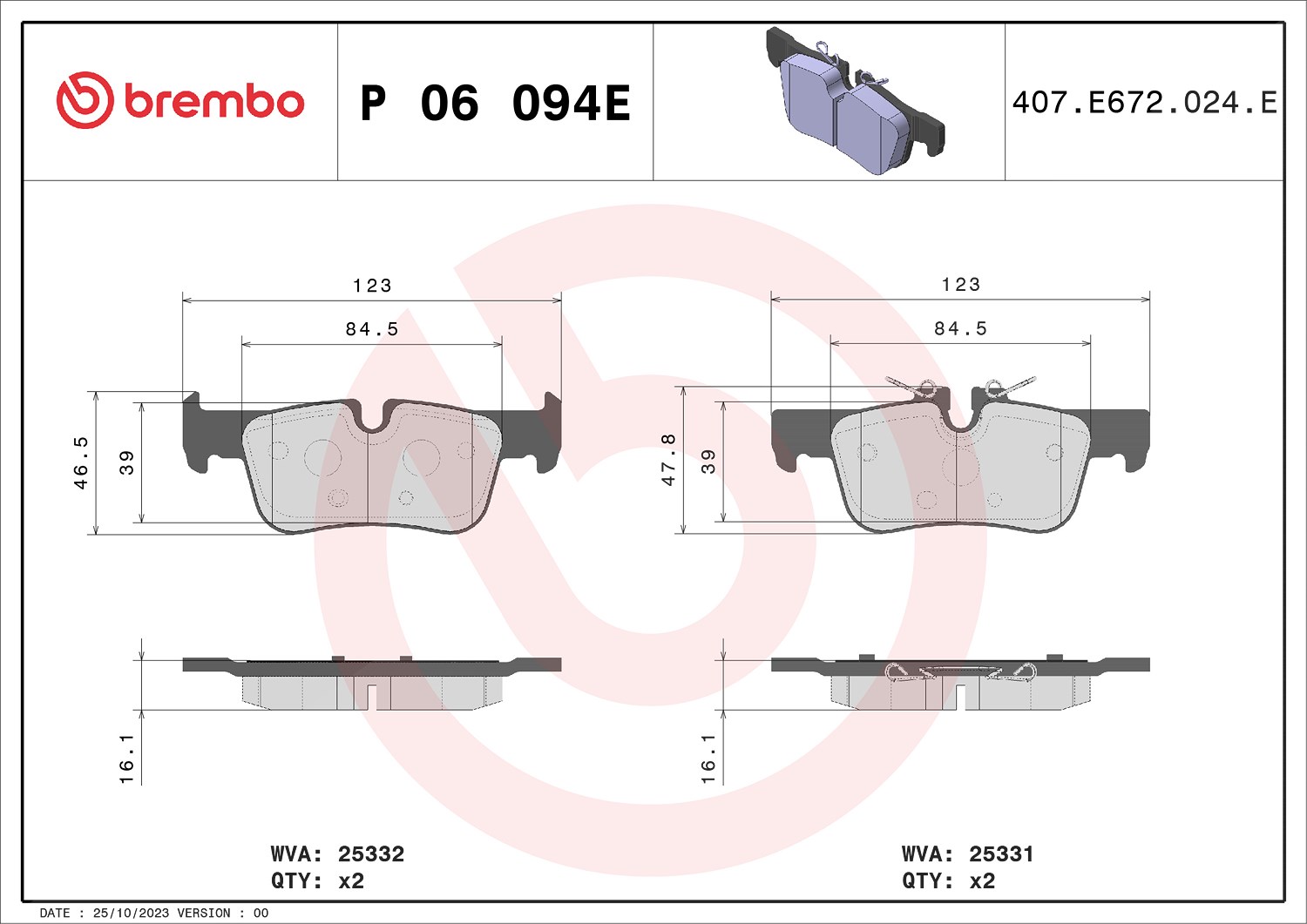 Brembo Bremsbelagsatz, Scheibenbremse P 06 094E Für Bmw - Bild 4