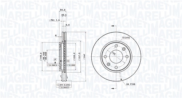 Magneti Marelli Bremsscheibe [Hersteller-Nr. 360406040501] für Citroën