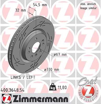Zimmermann 1x Bremsscheibe Vorderachse Links [Hersteller-Nr. 400.3648.54] für Mercedes-Benz