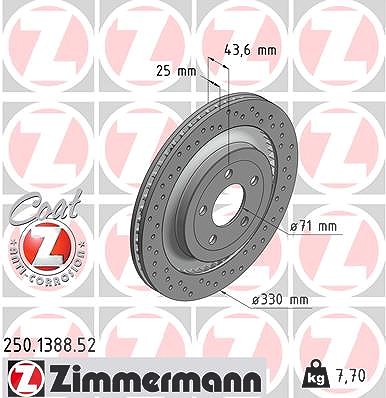 Zimmermann Bremsscheibe [Hersteller-Nr. 250.1388.52] für Ford Usa