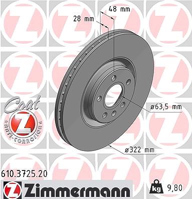 Zimmermann Bremsscheibe [Hersteller-Nr. 610.3725.20] für Volvo