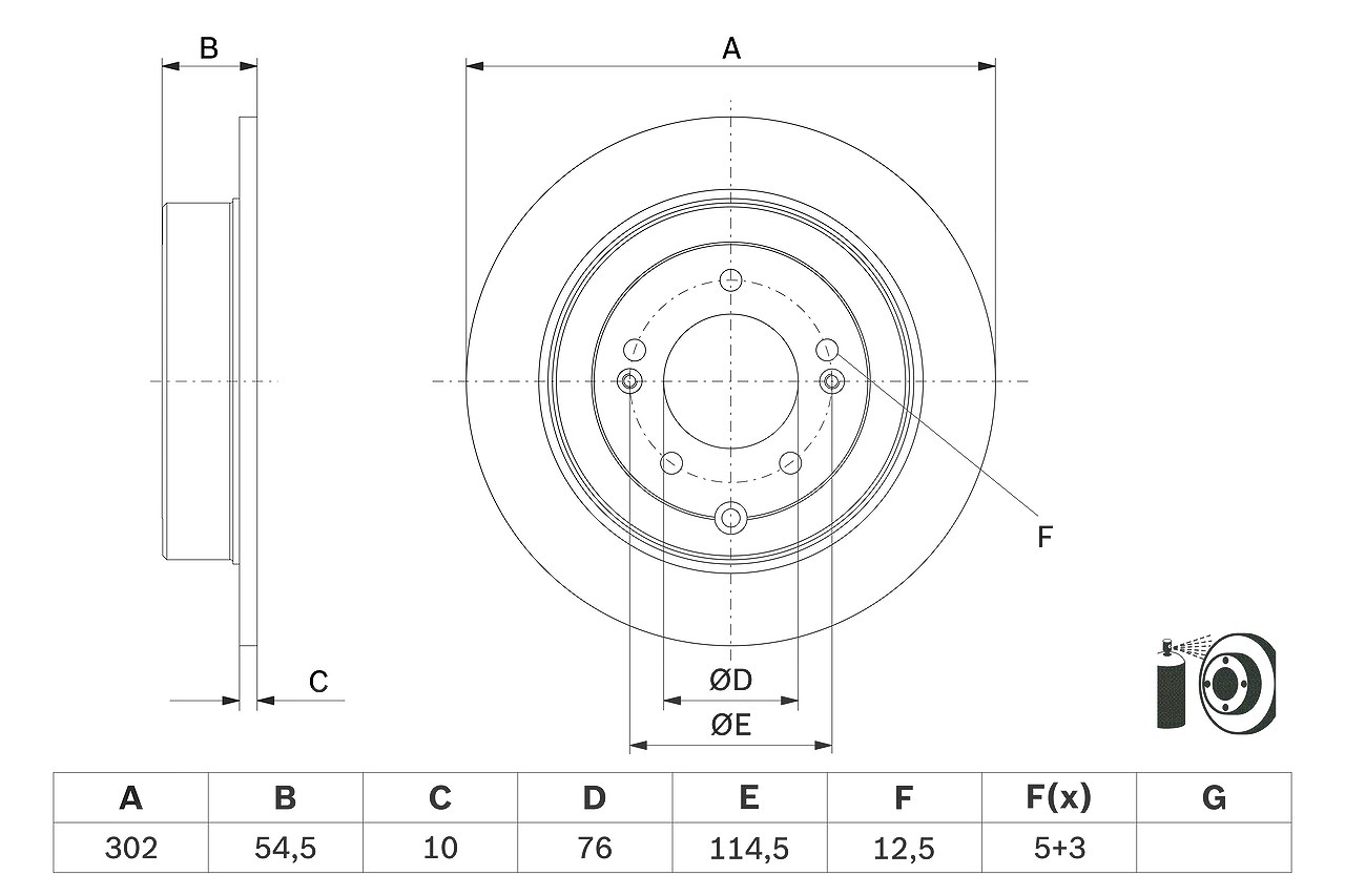 Bosch Bremsscheibe Hinterachse Voll [Hersteller-Nr. 0986479E45] für Kia, Hyundai