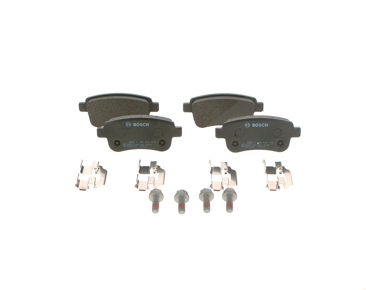Bosch Bremsbeläge mit Zubehör hinten (Satz) [Hersteller-Nr. 0986494735] für Renault