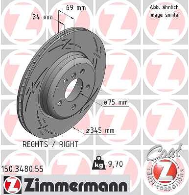 Zimmermann 1x Bremsscheibe Hinterachse Rechts [Hersteller-Nr. 150.3480.55] für BMW