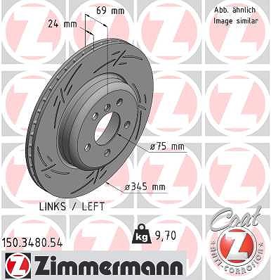 Zimmermann 1x Bremsscheibe Hinterachse Links [Hersteller-Nr. 150.3480.54] für BMW