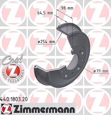 Zimmermann 1x Bremstrommel [Hersteller-Nr. 440.1803.20] für Citroën, Peugeot, Fiat