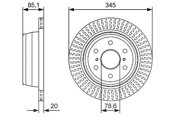 Bosch Bremsscheibe [Hersteller-Nr. 0986479W32] für Gmc, Cadillac, Chevrolet