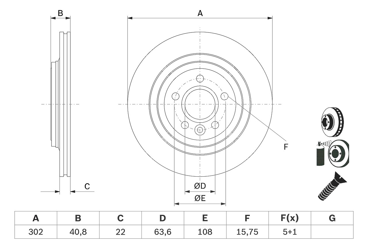 Bosch Bremsscheibe [Hersteller-Nr. 0986479E85] für Volvo