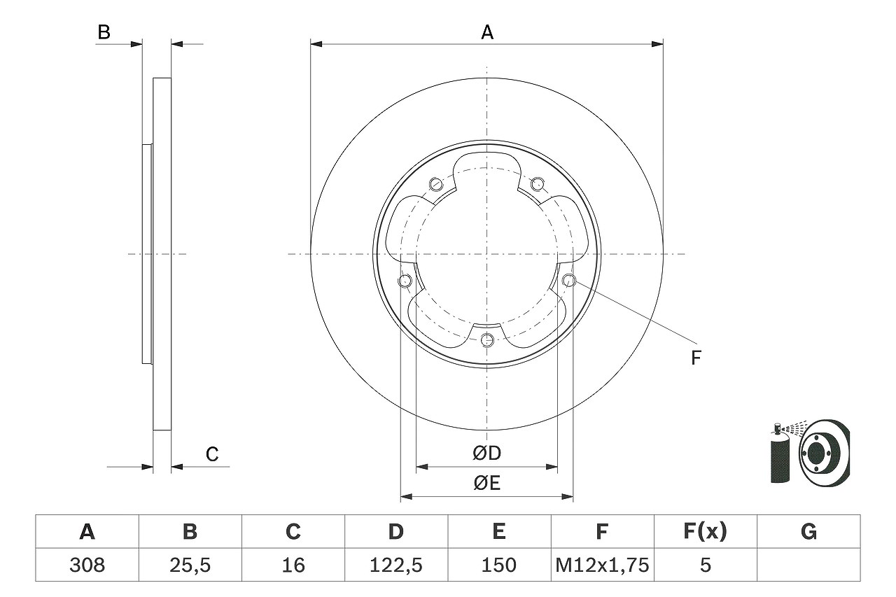Bosch Bremsscheibe Hinterachse Voll [Hersteller-Nr. 0986479F44] für Ford