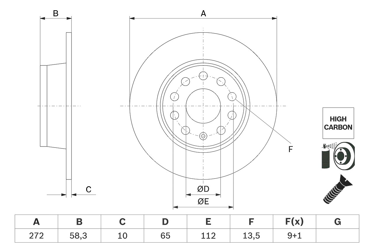 Bosch Bremsscheibe [Hersteller-Nr. 0986479F23] für Cupra, VW, Audi, Seat, Skoda