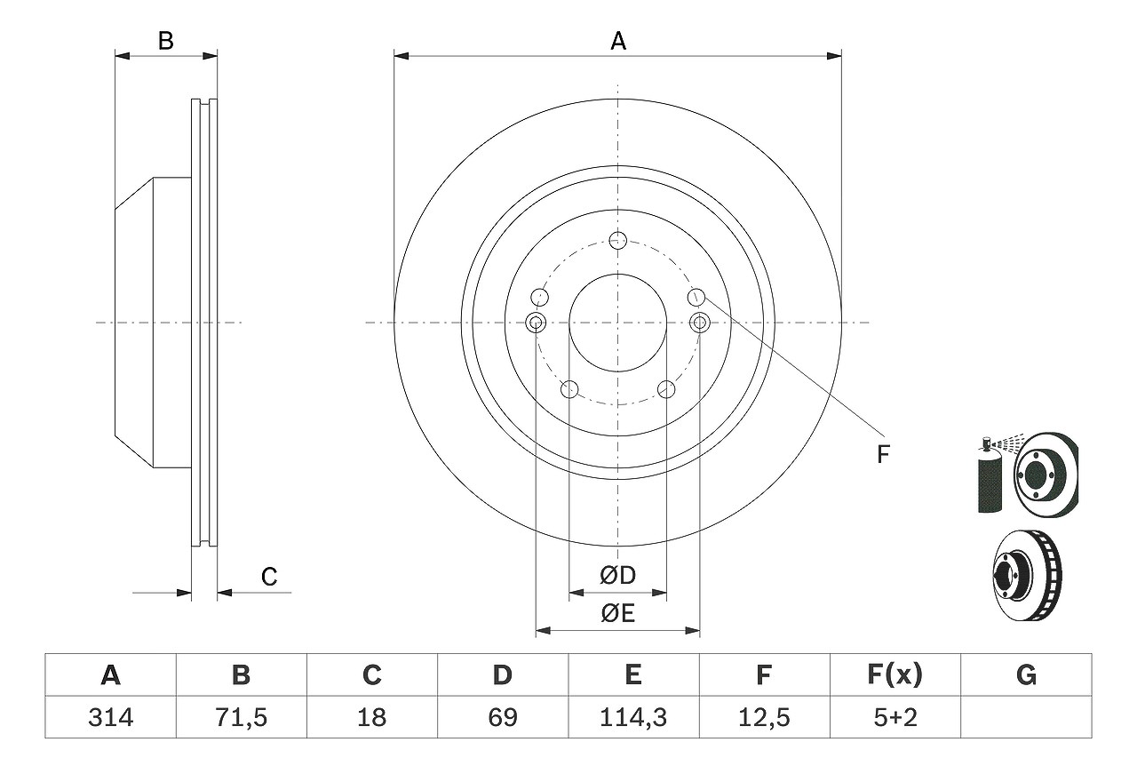 Bosch Bremsscheibe [Hersteller-Nr. 0986479F43] für Kia