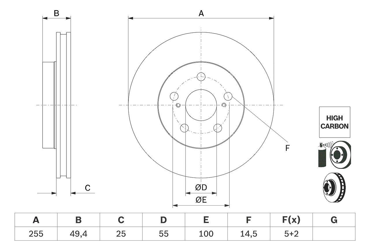 Bosch Bremsscheibe [Hersteller-Nr. 0986479F72] für Toyota