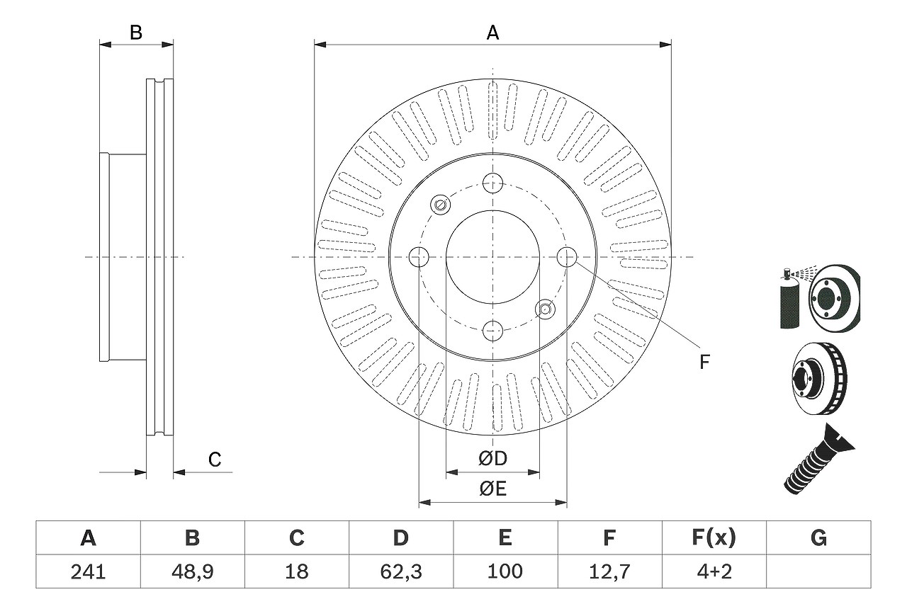 Bosch Bremsscheibe [Hersteller-Nr. 0986479E73] für Kia, Hyundai