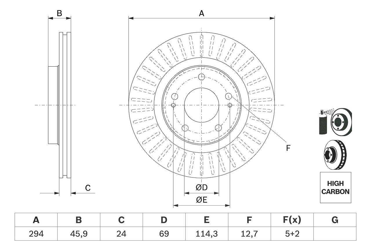 Bosch Bremsscheibe [Hersteller-Nr. 0986479E76] für Citroën, Mitsubishi, Peugeot