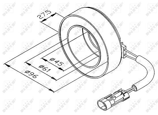 Nrf Spule, Magnetkupplung-Kompressor [Hersteller-Nr. 38470] für Cadillac, Peugeot, Lancia, Citroën, Opel, Fiat, Chrysler, Saab, Alfa Romeo, Vauxhall